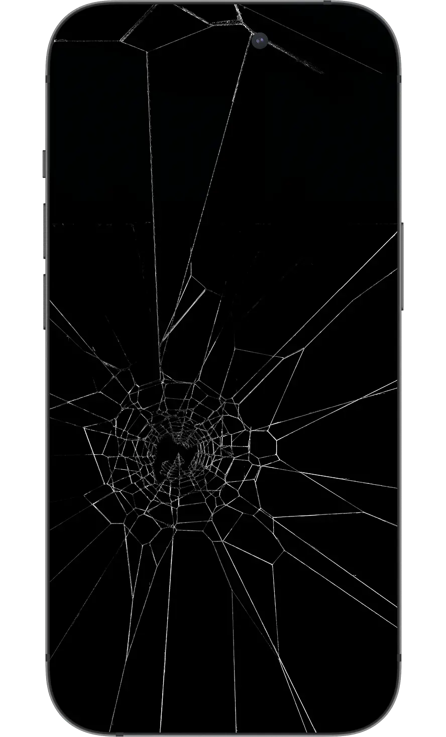Smartphone mit gebrochenem Display.
