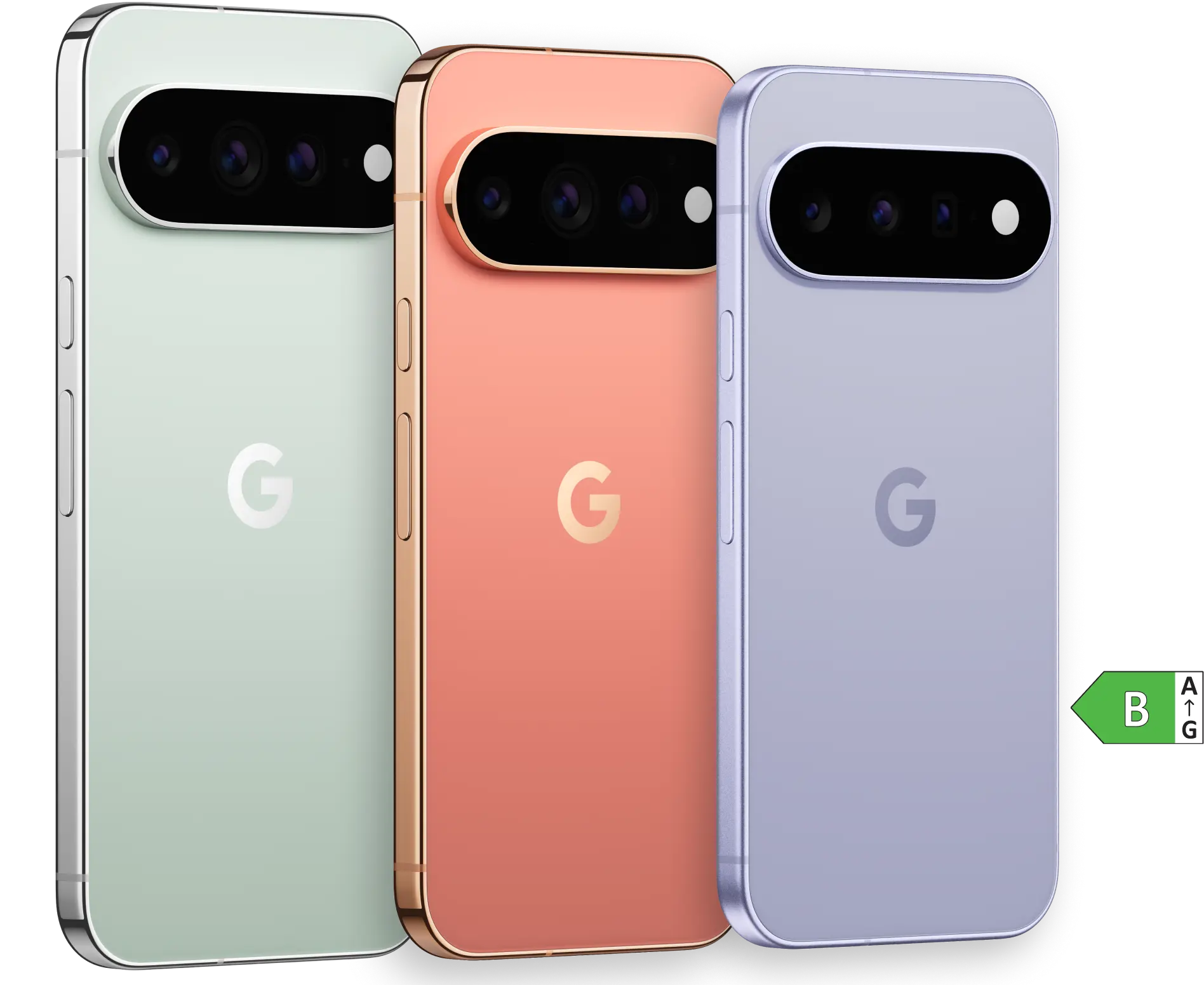 Google Pixel 11 Serie in verschiedenen Farben. Energieeffizienzklasse B.