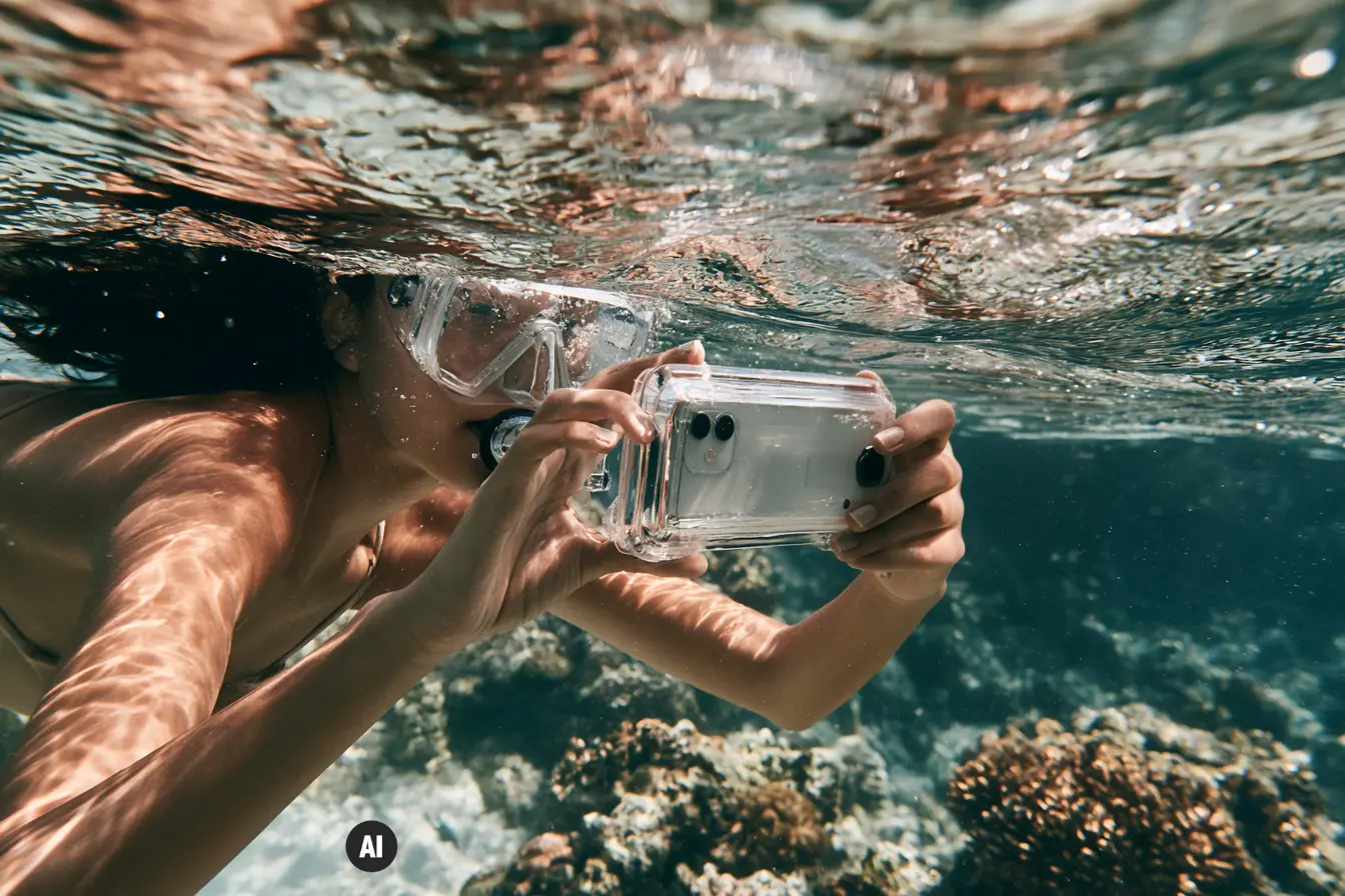 Person fotografiert unterwasser