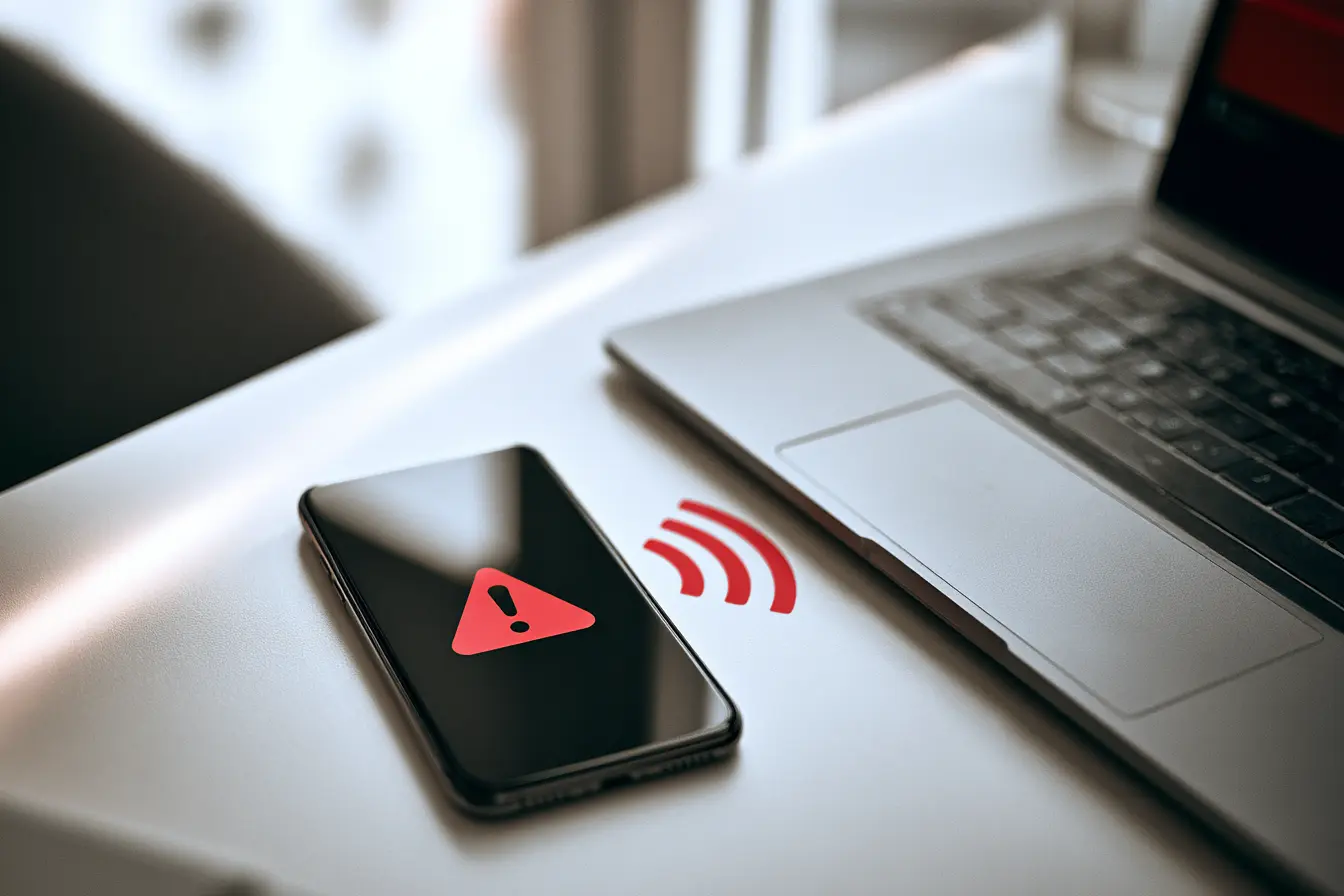 Handy liegt neben dem Laptop und Übertragung geht nicht