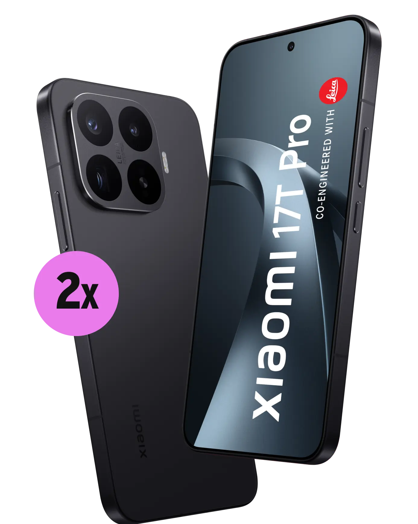 Vorder- und Rückseite Xiaomi 17T Pro. 2x gewinnen.