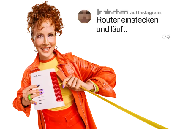 Instagram Kommentar:"Router einstecken und läuft". Happy Score: 90 % befragte Kund*innen lieben uns.