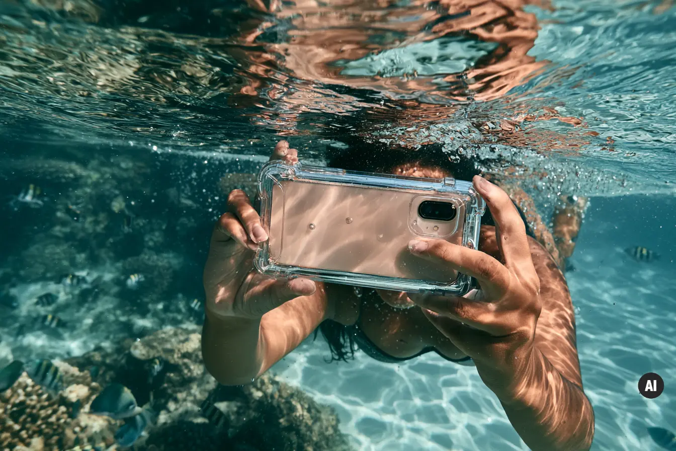 Person fotografiert unterwasser