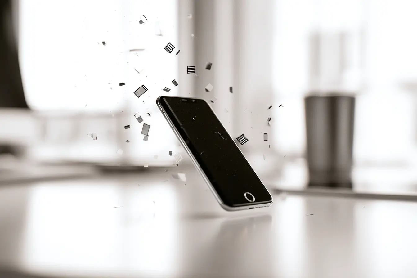 iphone mit Müllsymbolen drumherum