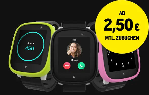 Xplora X6 Play Kids Watch Schwarz ab 2,50 € monatlich zubuchen.
