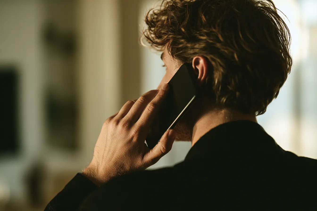 Person hält sich ein Handy ans Ohr und telefoniert