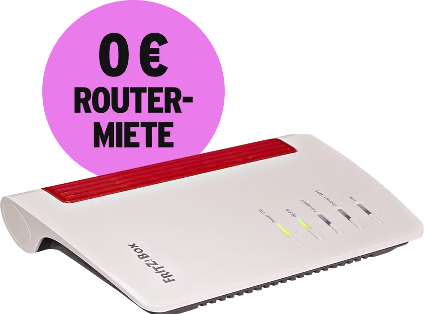 Schräge Vorderansicht Fritzbox 7530. 0 € Routermiete.