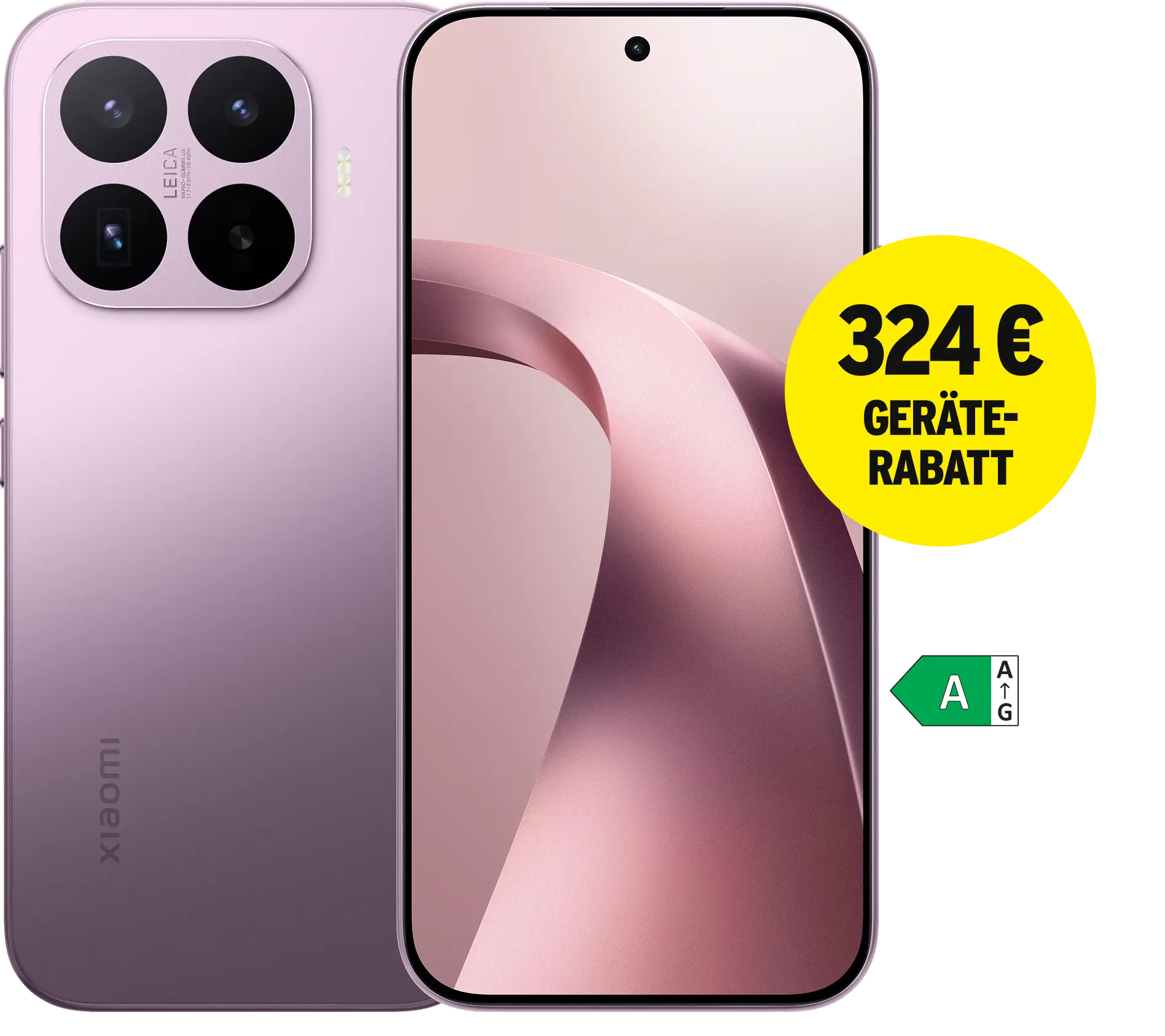 Rück- und Vorderansicht Xiaomi 17T light purple. Energieeffizienzklasse A. 324 € Geräte-Rabatt.