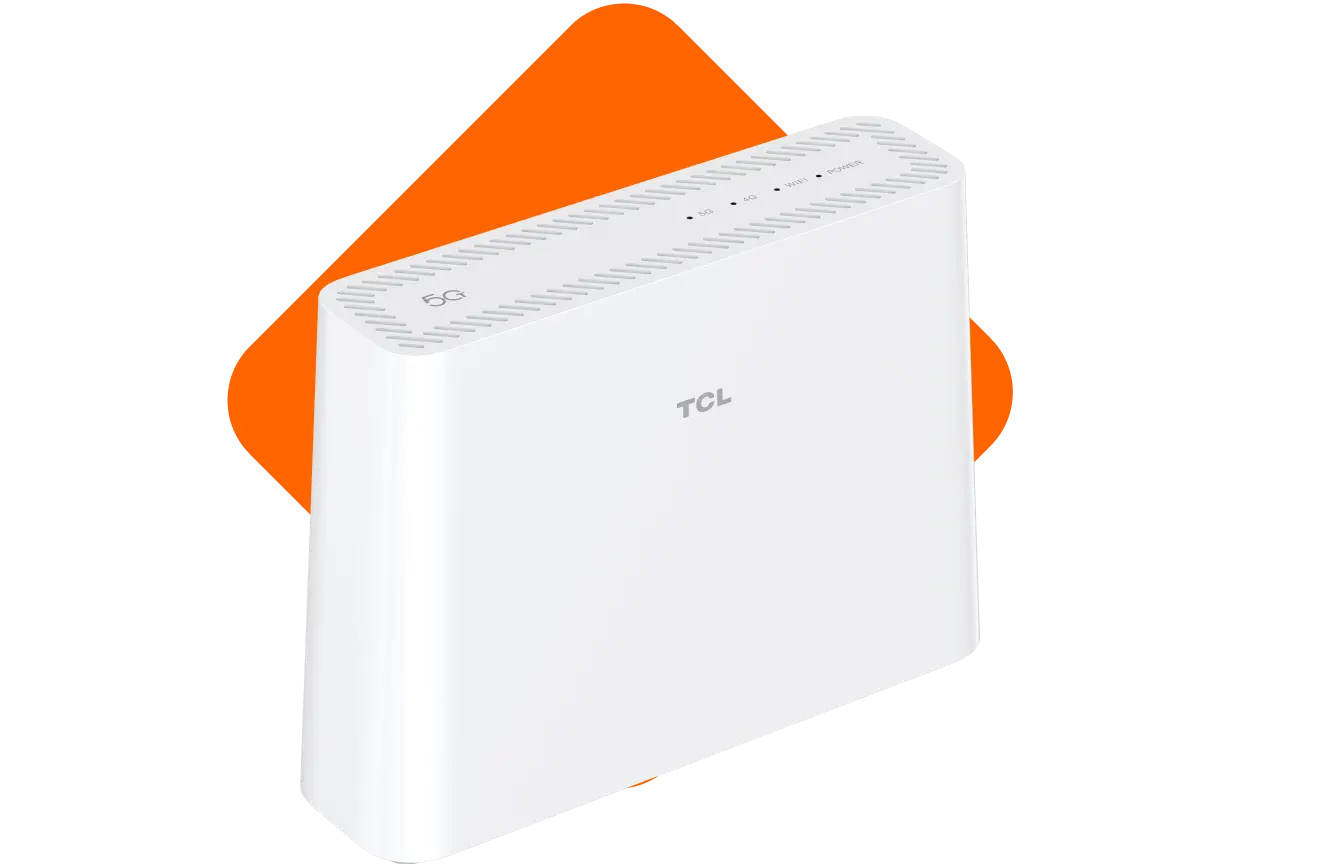 Seitliche Vorderansicht Homespot 5G Router TCL HH515L.