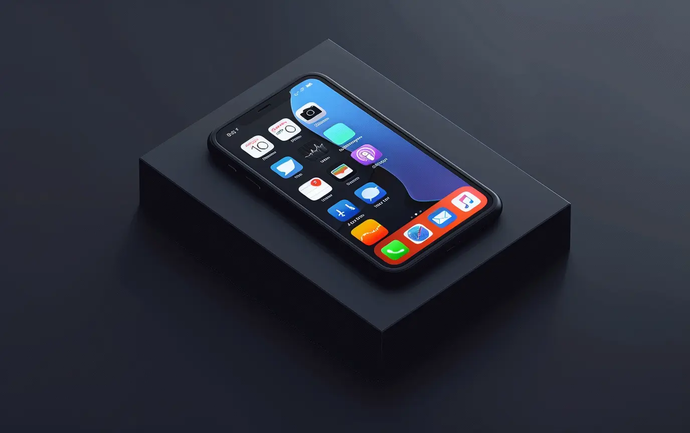 Offenes iPhone liegt auf einem Tisch