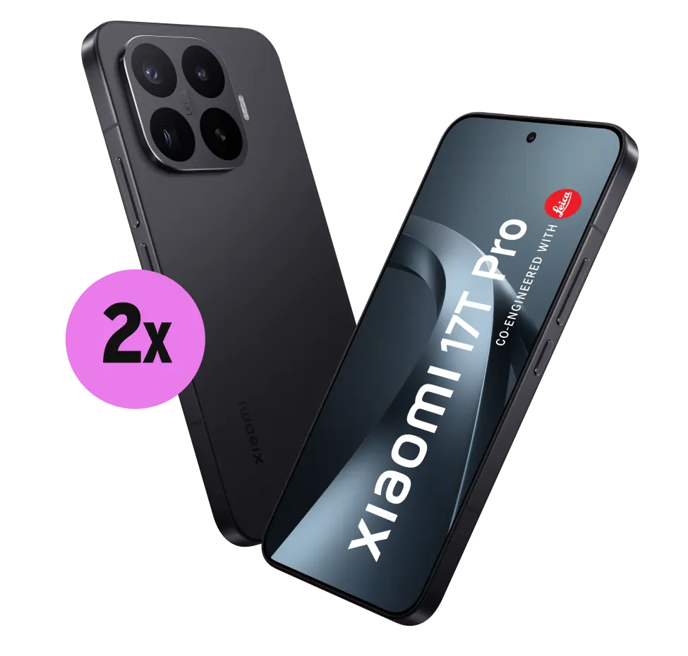 Vorder- und Rückseite Xiaomi 17T Pro. 2x gewinnen.