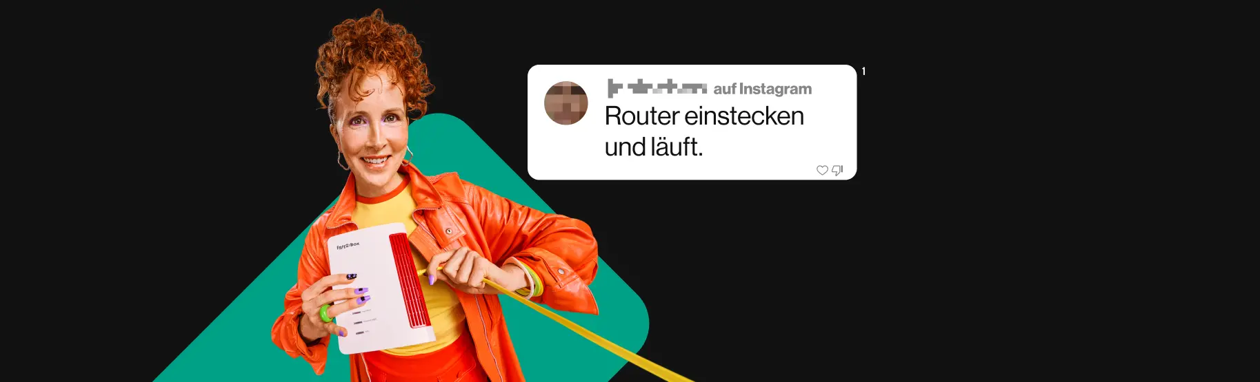 Kund*innen Kommentar auf Instagram: "Router einstecken und läuft."