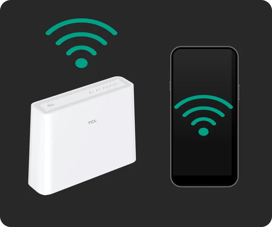 Homespot-Router und Smartphone mit Symbol für WLAN-Signal
