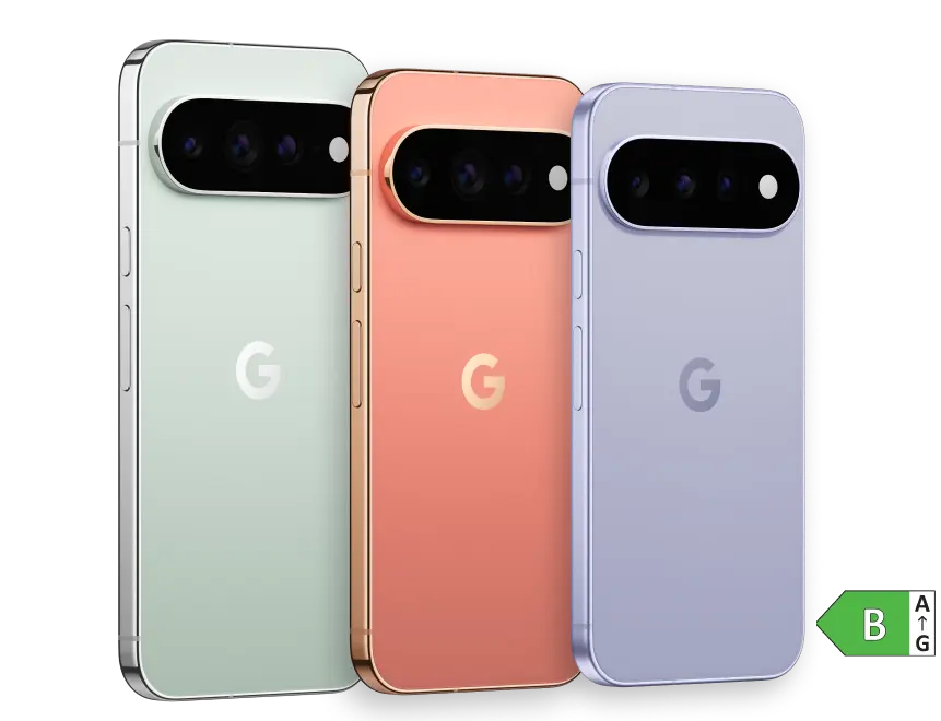 Google Pixel 11 Serie in verschiedenen Farben. Energieeffizienzklasse B.