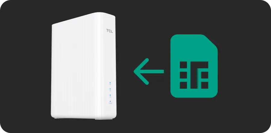 Illustration: SIM-Karte wird in den TCL HH506 Router eingesetzt.