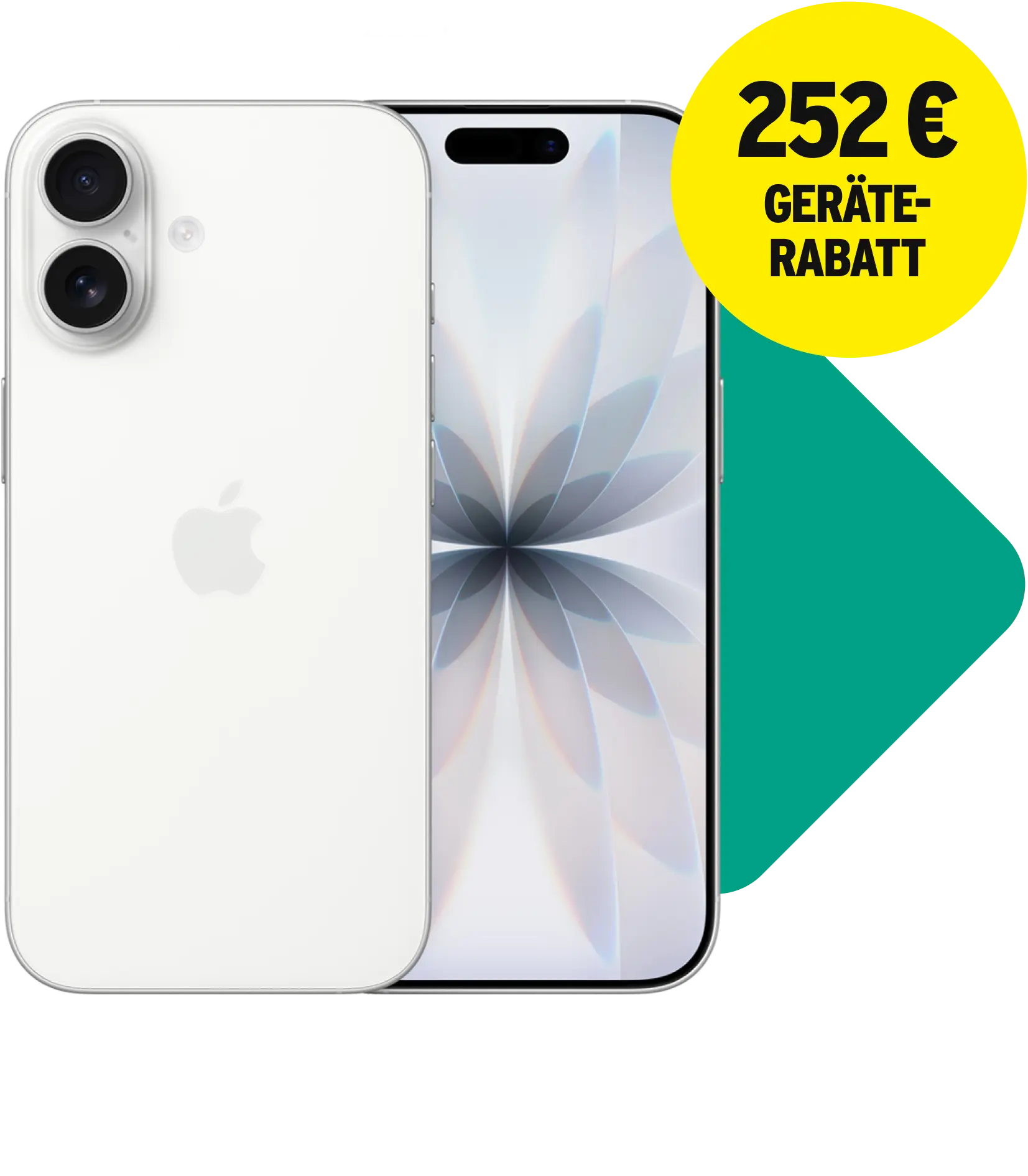 Vorder- und Rückansicht Apple iPhone 17 Weiß. 252 € Geräte-Rabatt.