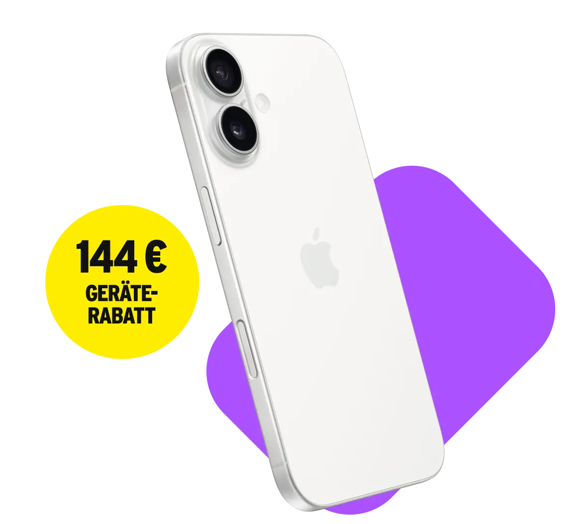 z.B. mit Apple iPhone 16. 144 € Geräte-Rabatt.