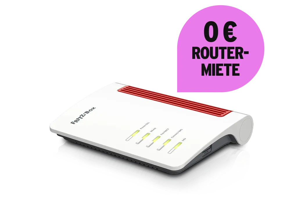 Schräge Vorderansicht DSL Router FRITZ!Box 7530 AX. 0 € Routermiete.