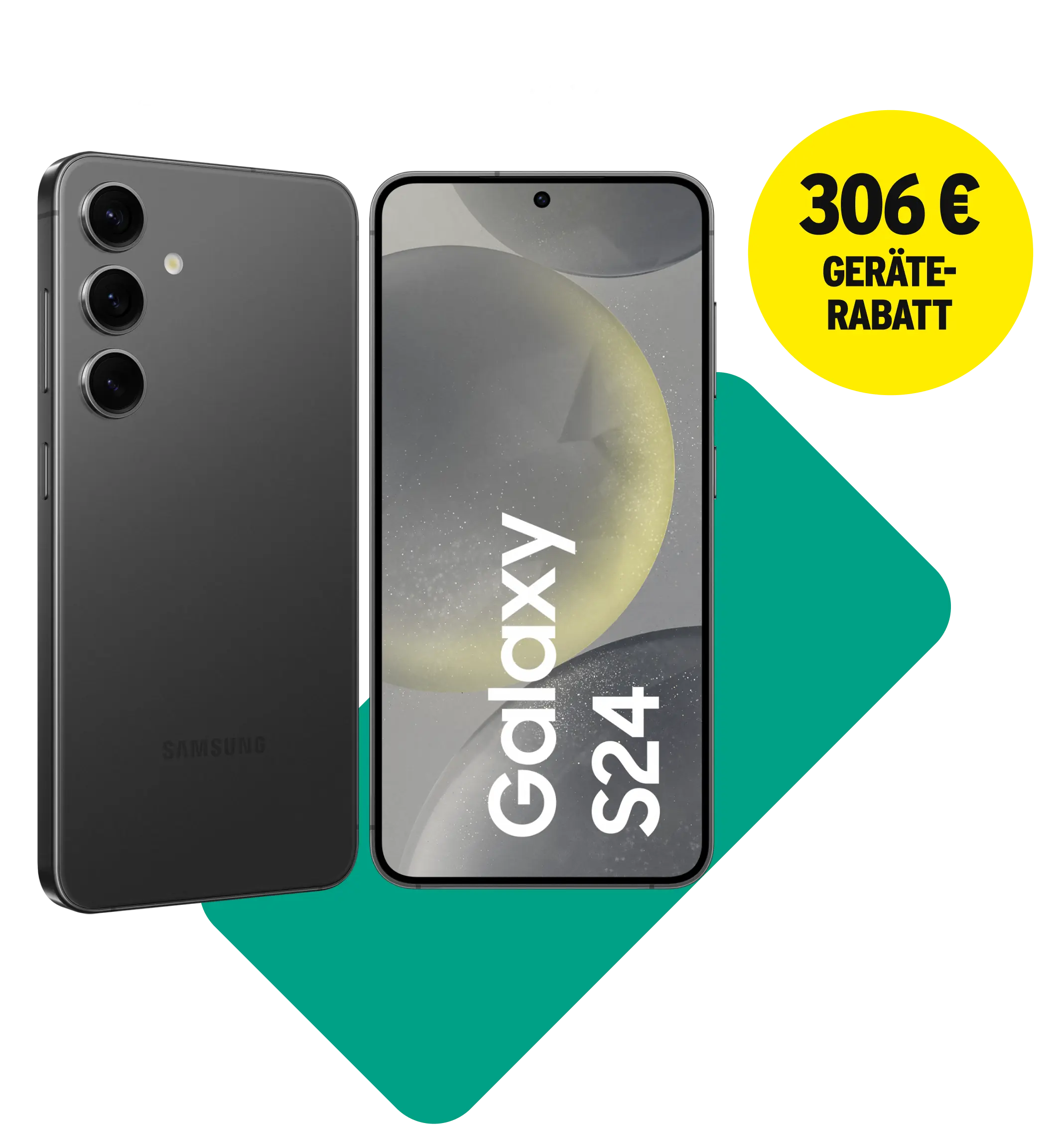 z.B. mit Samsung Galaxy S24. 306 € Geräte-Rabatt.
