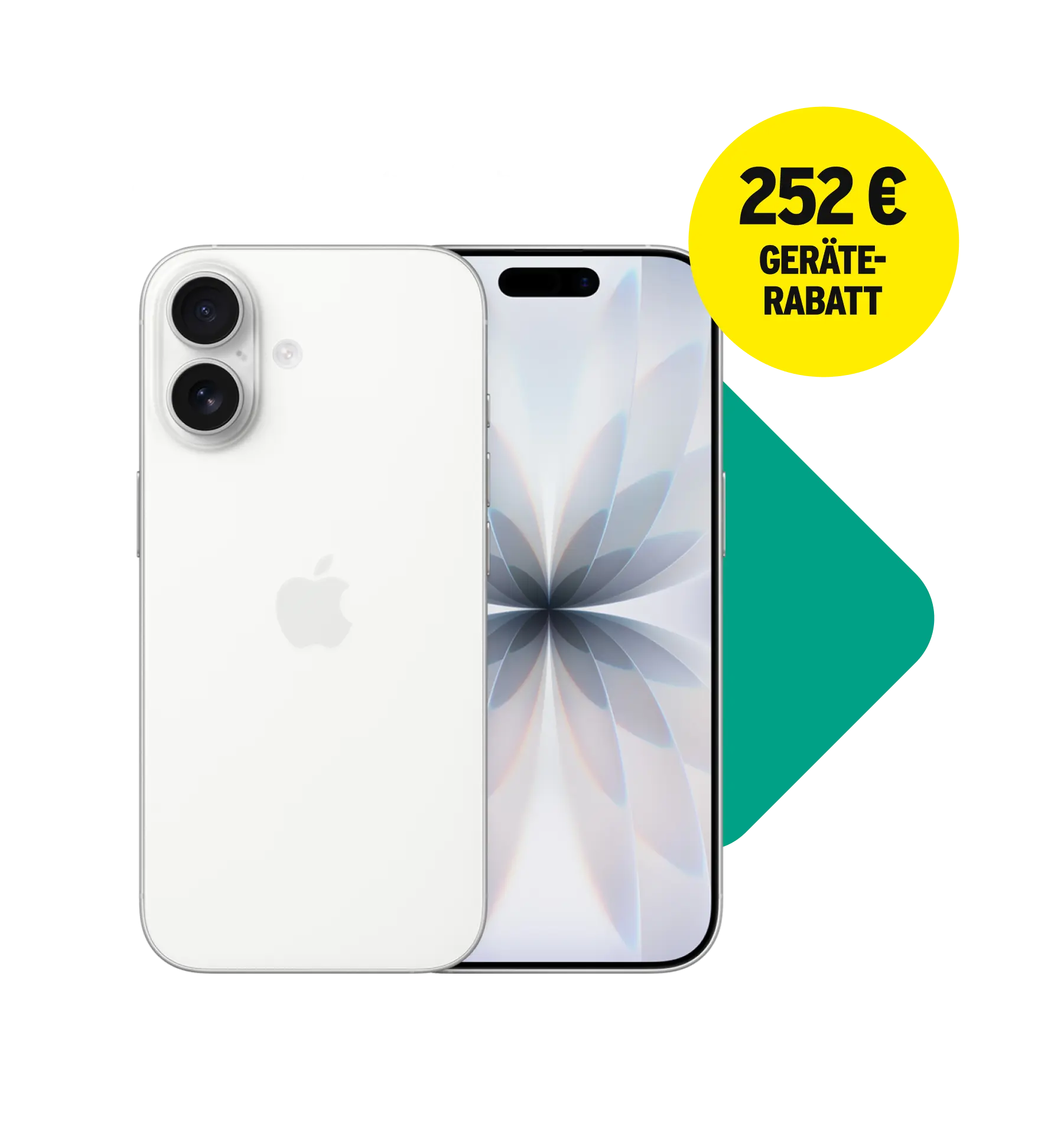 Vorder- und Rückansicht Apple iPhone 17 Weiß. 252 € Geräte-Rabatt.