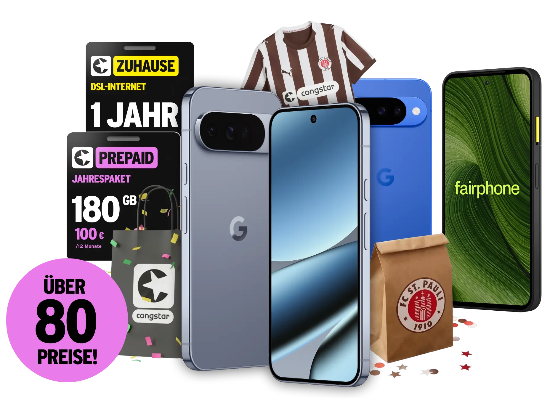 Über 80 Preise: Smartphones, FC St. Pauli Trikot und Fanpakete, congstar Produkte und Fanpaket