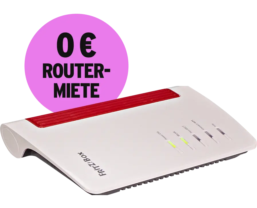 Schräge Vorderansicht Fritzbox 7530. 0 € Routermiete.