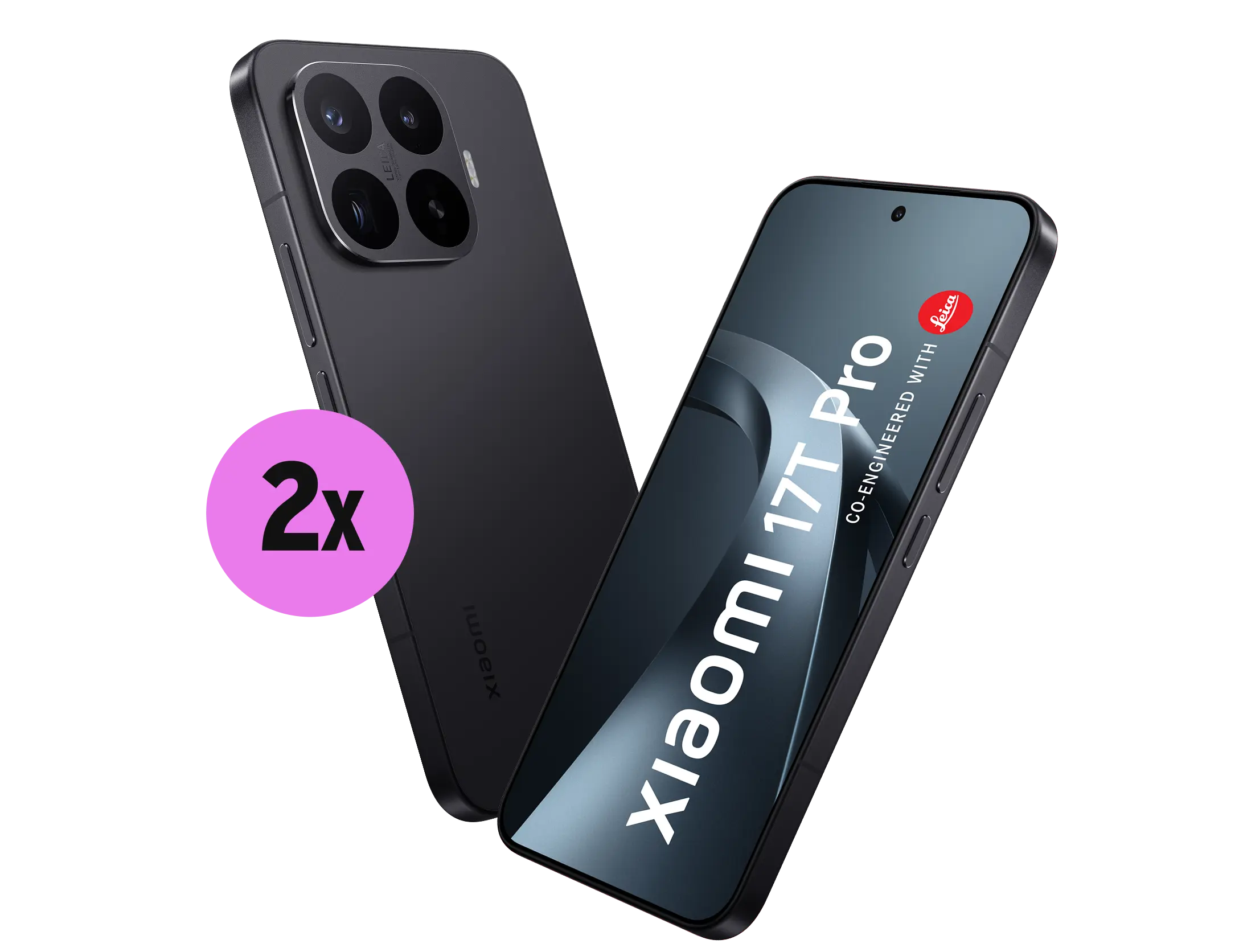 Vorder- und Rückseite Xiaomi 17T Pro. 2x gewinnen.
