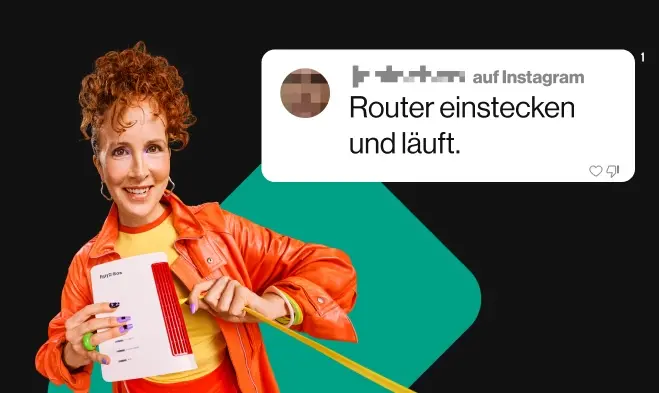 Kund*innen Kommentar auf Instagram: "Router einstecken und läuft."