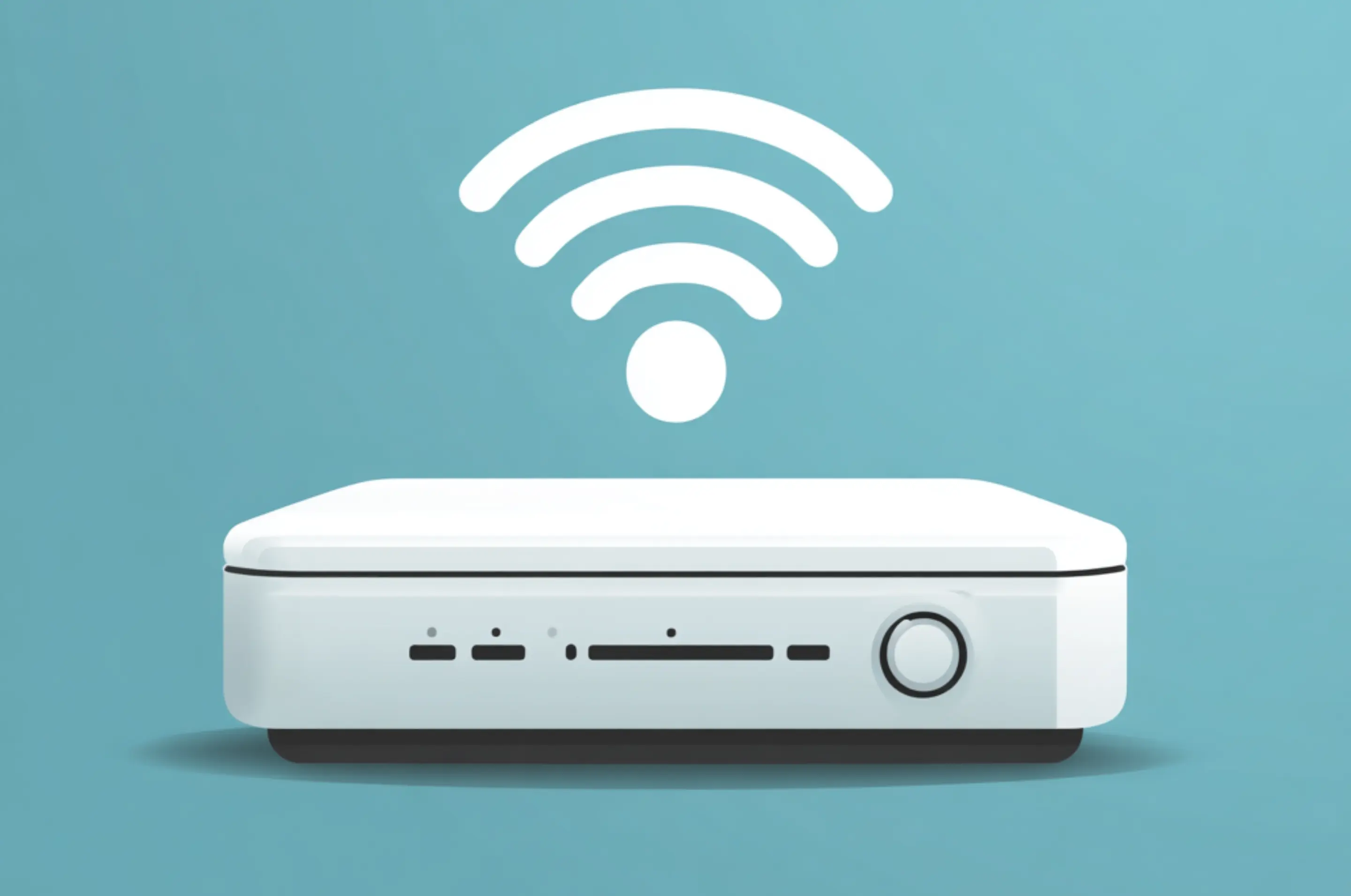 Weißer Router mit WLAN Symbol darüber