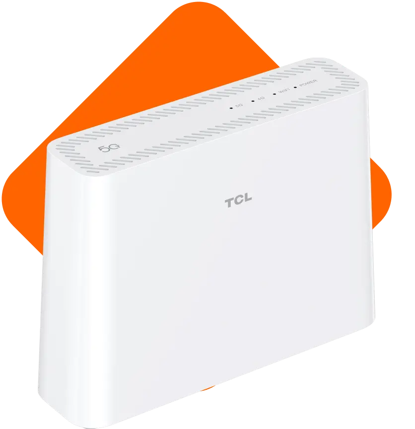 Seitliche Vorderansicht Homespot 5G Router TCL HH515L.