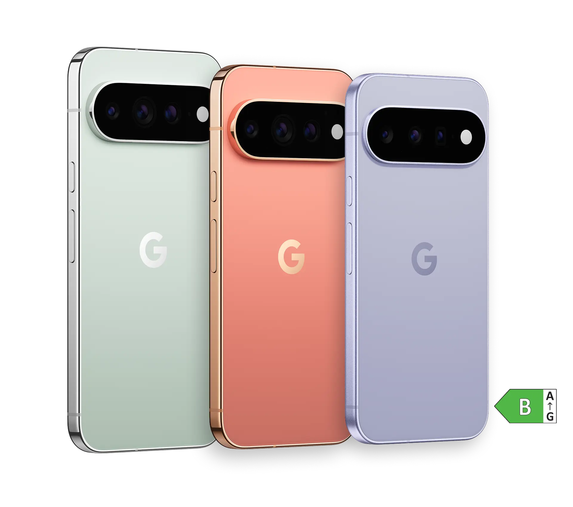 Google Pixel 11 Serie in verschiedenen Farben. Energieeffizienzklasse B.
