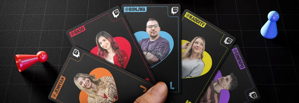 Das Stream Team als Kartenspiel, aufgefächert aus der Ich-Perspektive