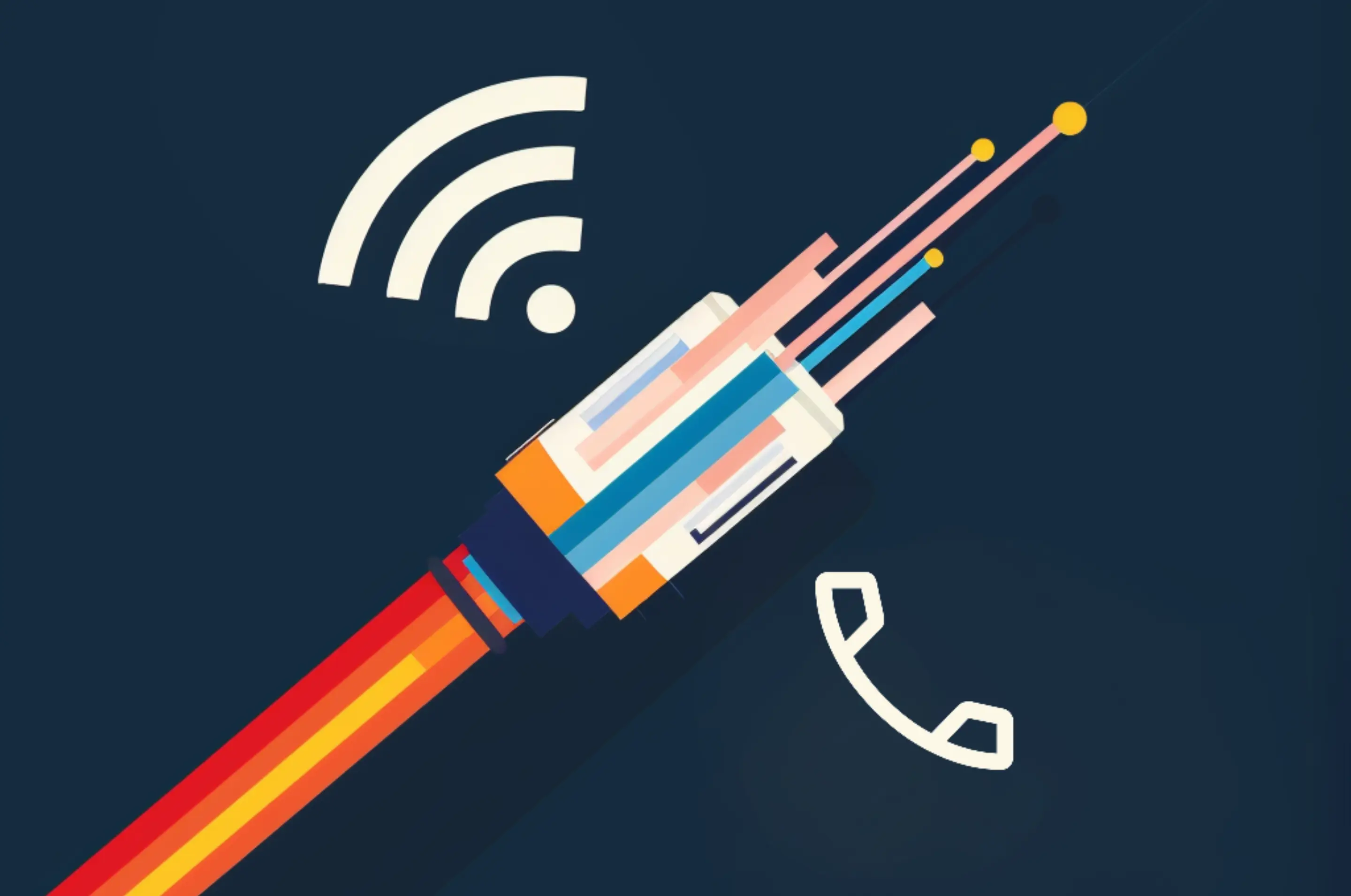DSL Gabel mit Wifi-Symbol und Telefonhörer-Symbol