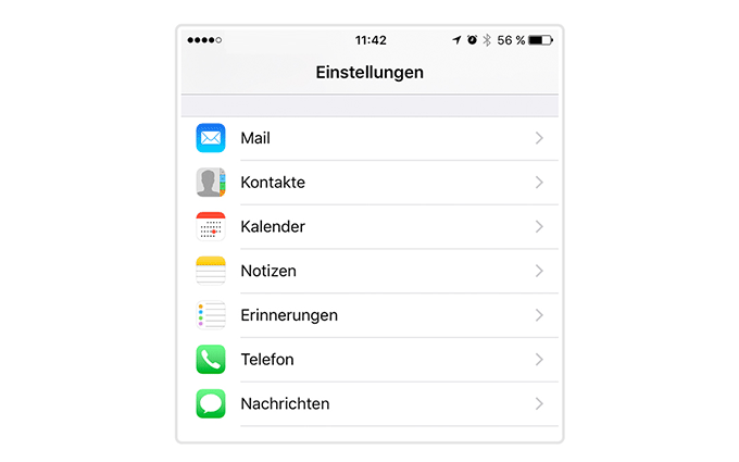 iOS Einstellungen