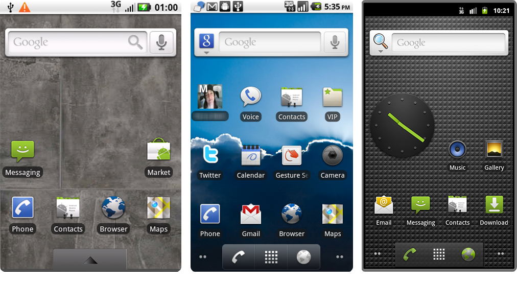 Android Eclair, Android Froyo, Android Gingerbread Android Eclair, Android Froyo, Android Gingerbread
