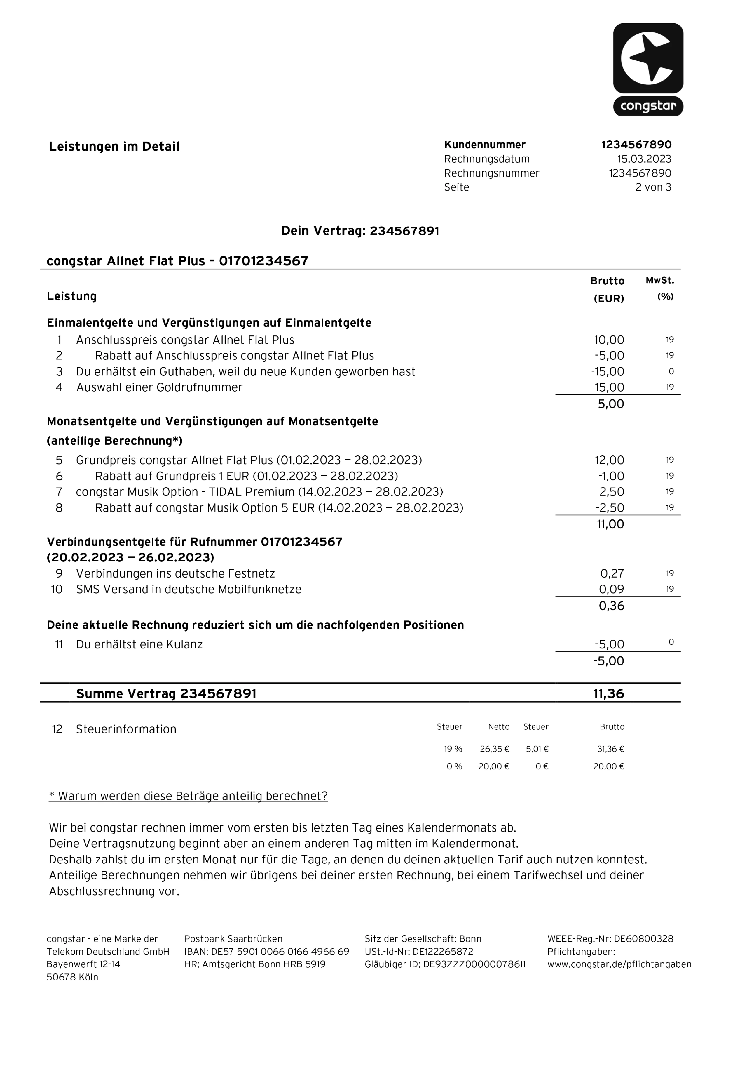 Musterrechnung - Seite 2